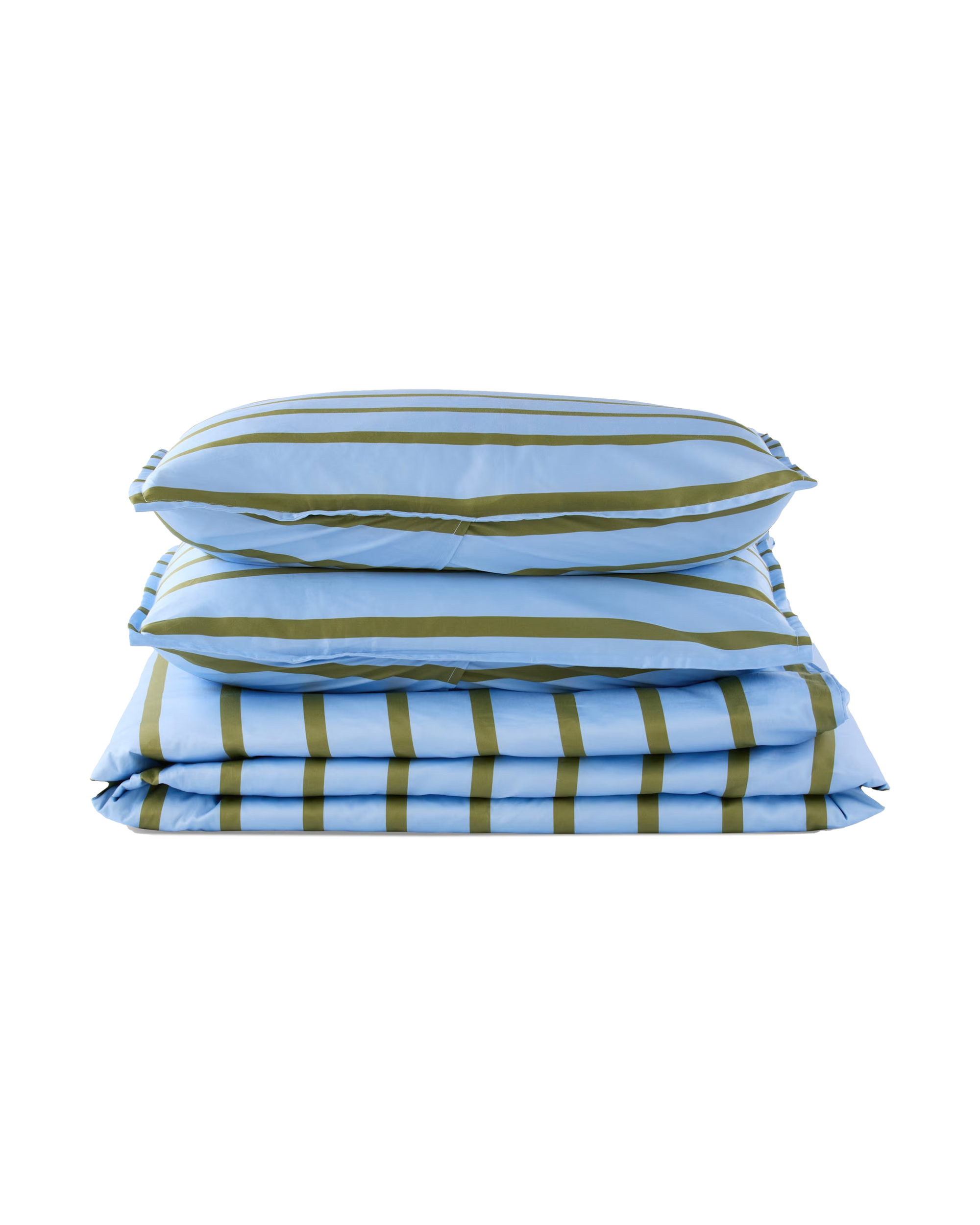 DUSEN DUSEN  •  Blue & Khaki Cornflower Stripe Duvet Set